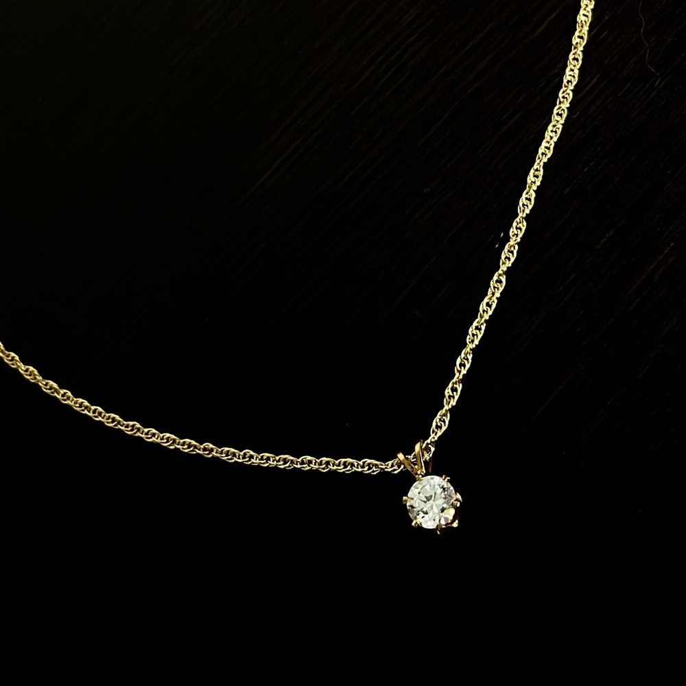 Gold Chain Necklace with Solitaire Diamond Pendant